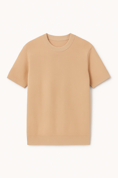 Sandstone-Beige knitted t-shirt