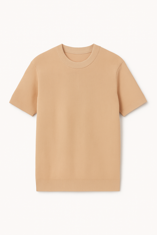 Sandstone-Beige knitted t-shirt